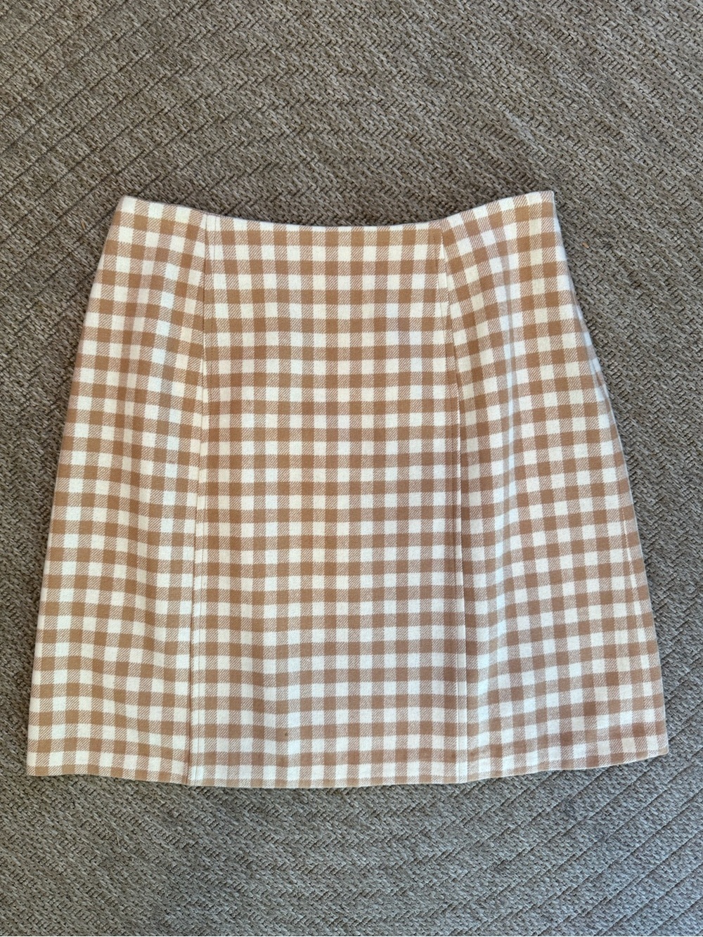 Vintage Gruppo Americano wool miniskirt gingham check ivory cream tan beige 6 - Picture 4 of 11